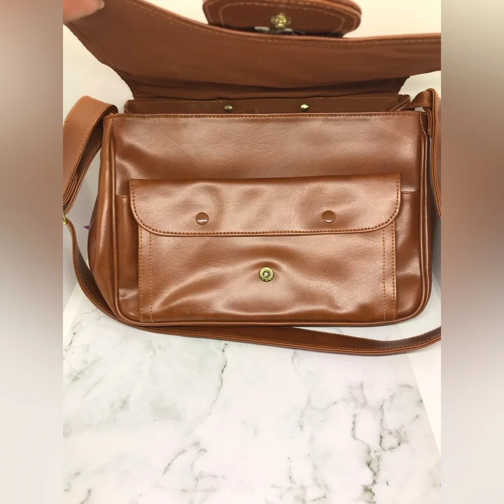 Vintage Brown Leather Shoulder Bag Purse - Picture 3 of 16